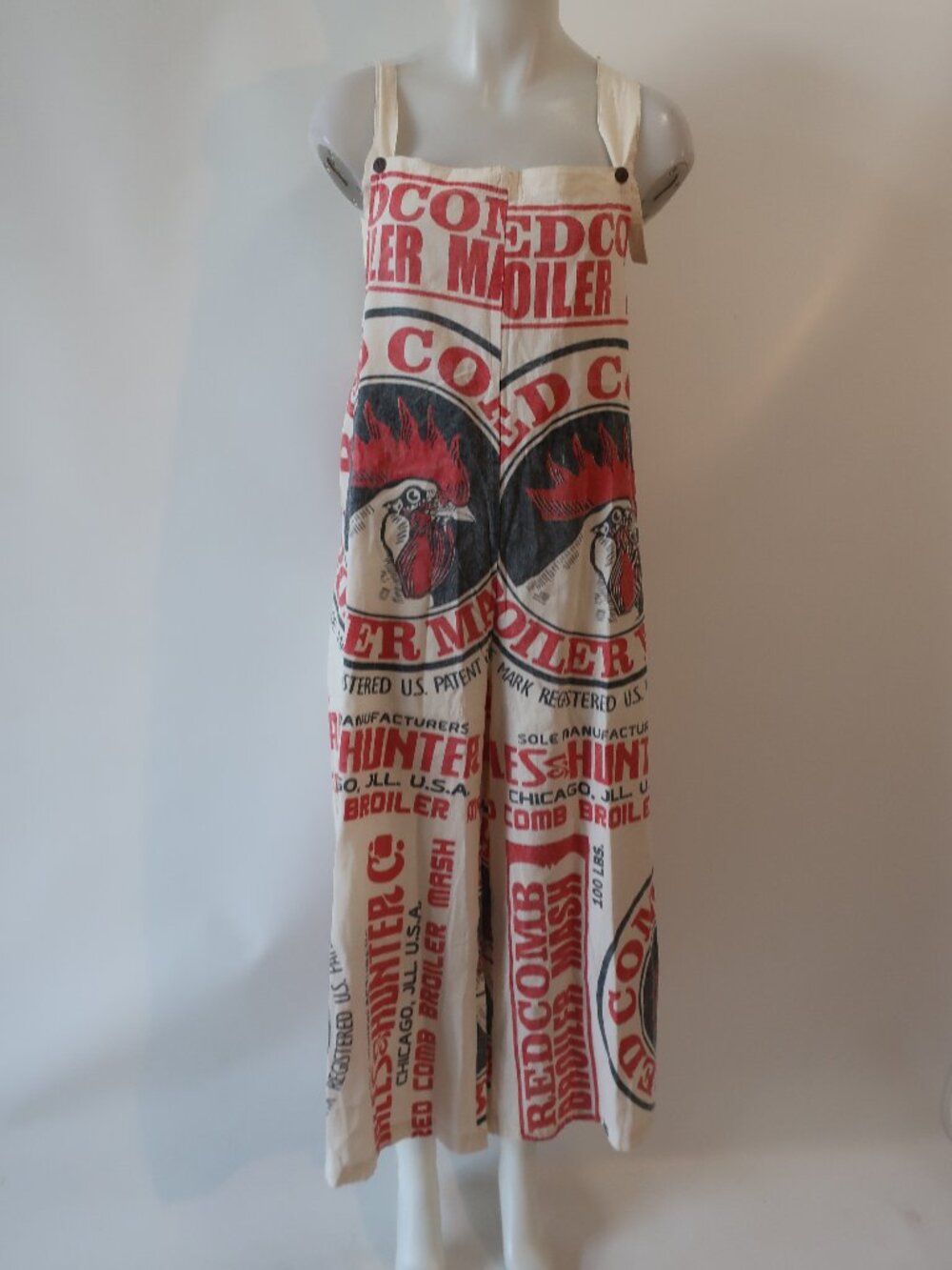 NWT Tina Demel (Item- 3) Cream Red Black Rooster Print Wide Leg Jumpsuit O/S